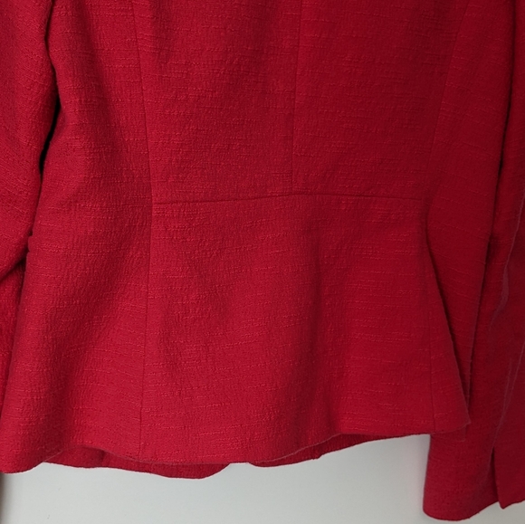 LOFT Raspberry Pink Red Textured Collarless Long Sleeve Blazer Jacket Size 6 - Picture 10 of 11